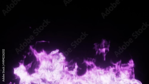 3d rendering of purple fire effect animation on dark background
