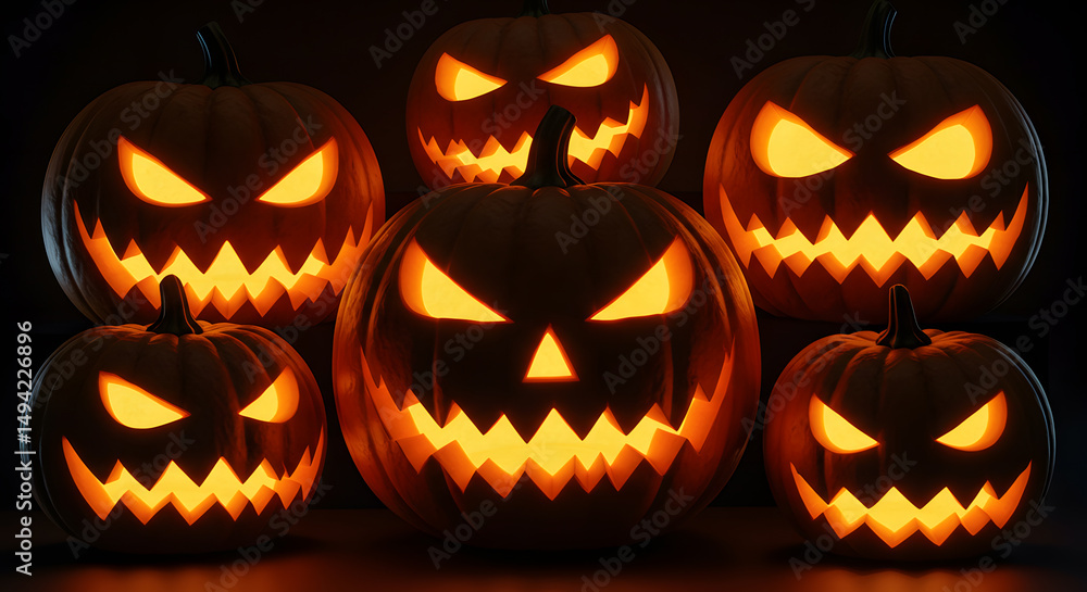 Halloween Pumpkins Carved with Scary Faces Halloween Pumpkins Carved with Scary Faces