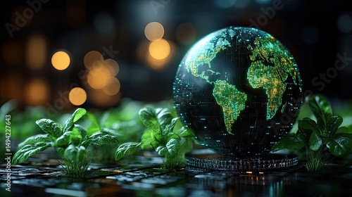 Glowing Earth with Green Shoots.