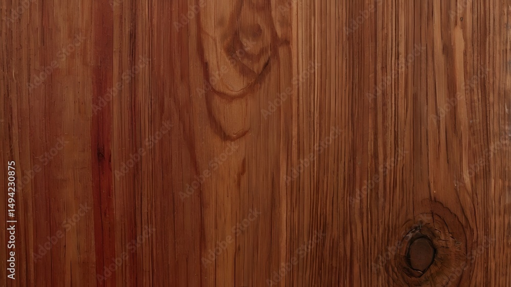 Fototapeta premium Abstract background warm reddish wooden plank texture, visible grain and rustic knot details