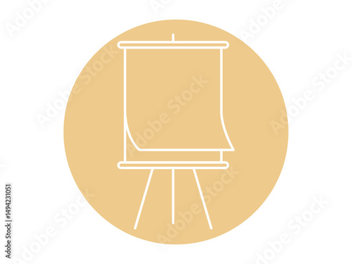 Flip chart icon. Back to school icon and symbol. School equipment. White outline Icon. Simple outline icon.