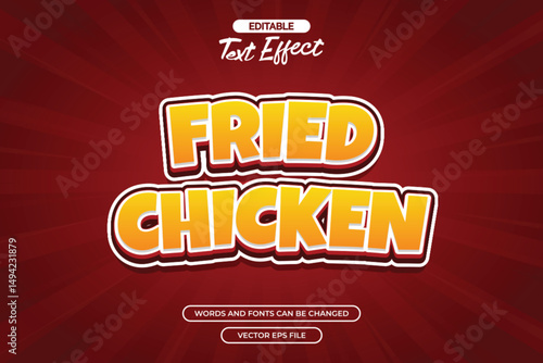 Fried chicken editable text effect with cartoon style text and red background