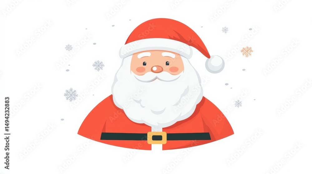 Classic Santa Claus with Bright Red Suit on White Background Classic Santa Claus with Bright Red Suit on White Background