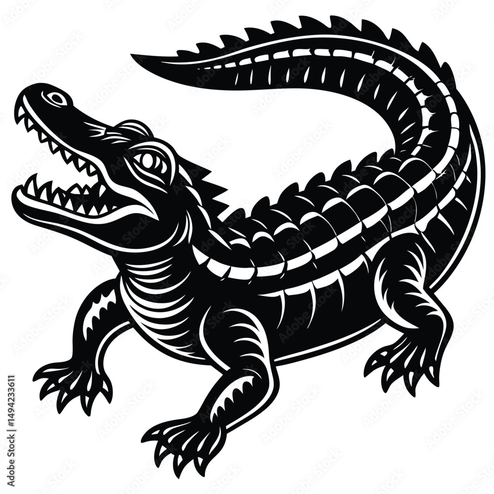 Fototapeta premium Adobe IlluAlligator head silhouette emerging from the water strator Artwork