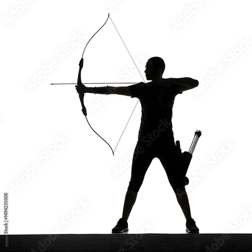 Archery Silhouette: A striking silhouette of an archer drawing back their bowstring, highlighting the focused energy and precision required for this ancient sport.  