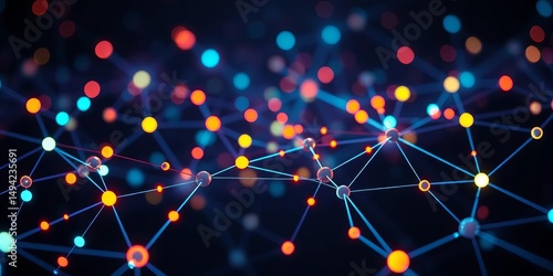 Abstract network nodes glowing, representing AI agent learning,  design,  connection