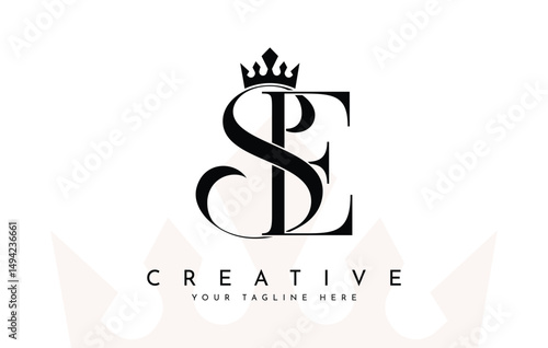 Elegant SE Monogram with Crown Logo
