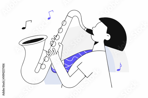 Artistic Representation of a Saxophone Player in Abstract Silhouette