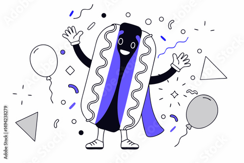 happy  hot dog  cartoon character  mascot  food 