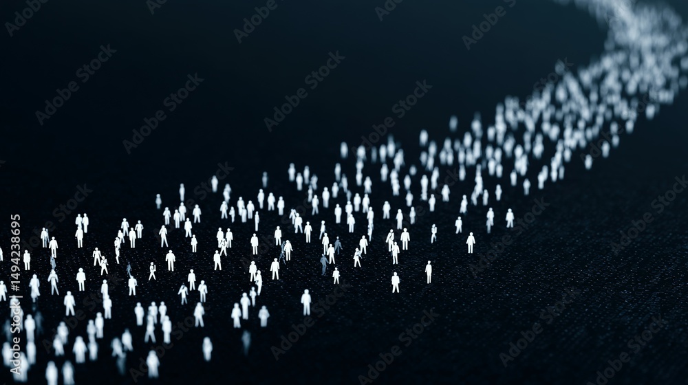 Naklejka premium Abstract representation of a large group of people in motion.