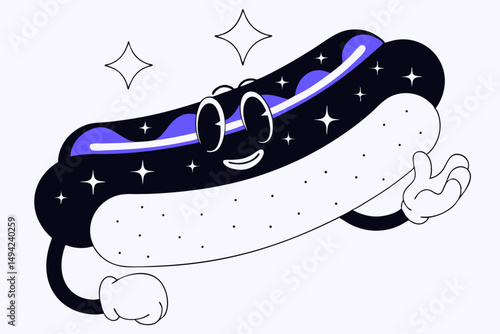 Smiling Hotdog Character Portraying Happiness and Playfulness in Food Illustration
