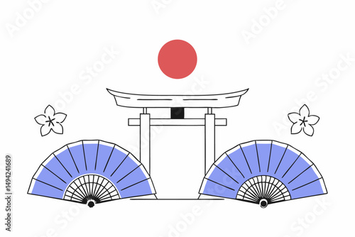 national foundation day  japan  red sun  torii 