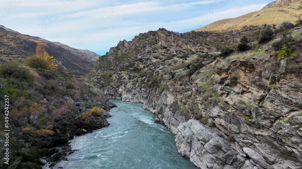 Aerial View of Kawarau Gorge River Rapids Aerial View of Kawarau Gorge River Rapids