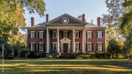 Majestic Antebellum Mansion on a Sunny Autumn Day