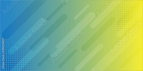 abstract background featuring a smooth gradient transition from blue to green to yellow, combined with diagonal lines and halftone dot effects. The modern design offers a clean yet energetic feel,