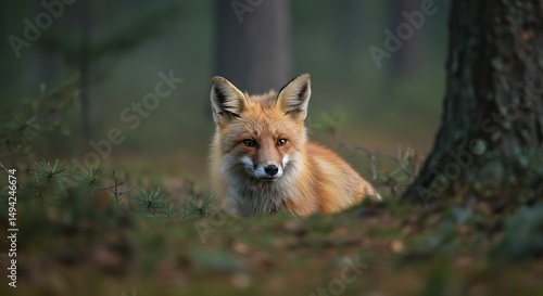 Wallpaper Mural Fox Relaxing in Forest Undergrowth with Soft Light Torontodigital.ca