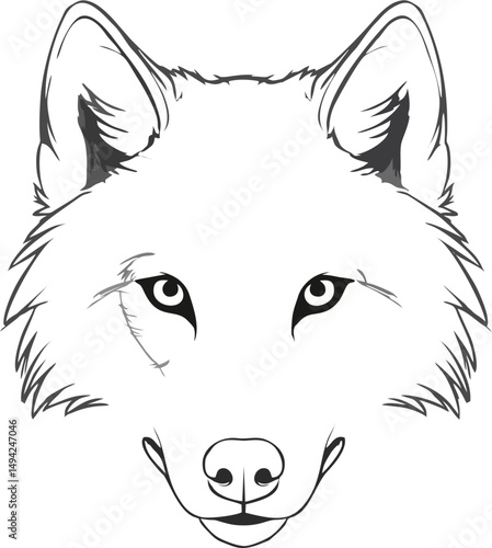 Minimalist Wolf Eyes Line Art for Easy Tattoo Tracing and Vector Design