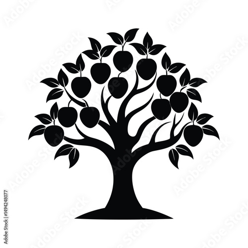 plum tree black silhouette