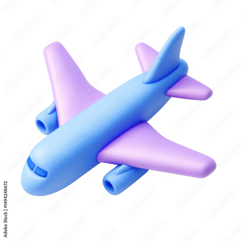 Fototapeta premium Pastel Airplane Toy Aircraft Transportation on PNG Background Studio Shot