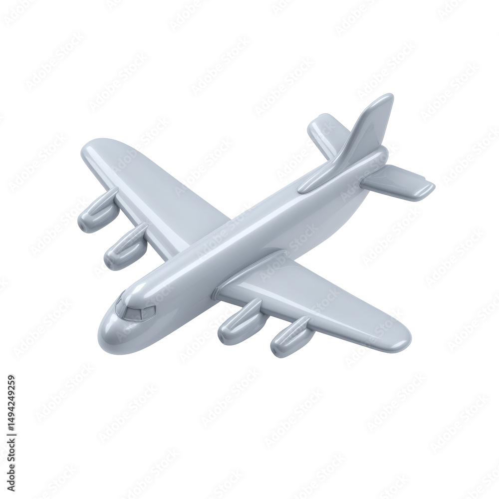 Obraz premium Monochrome Airplane Toy Isolated on PNG Background for Minimalist Design