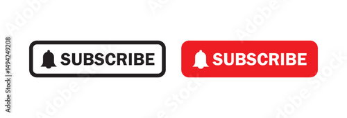 Subscribe button icon set. subscribe with bell icon set. subscribe and bell icon for social media, app, ui and website and others. subscribe sign vector illustration on transparent background