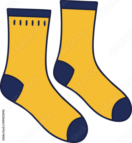 Yellow thermal socks vector with high insulation tags, warm gear style