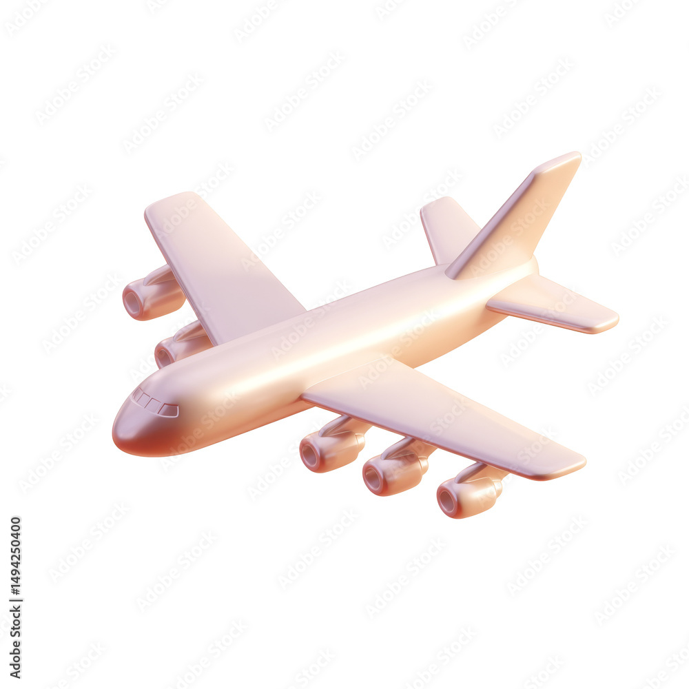 Obraz premium Four Engine White Airplane on PNG Background for Aviation Industry