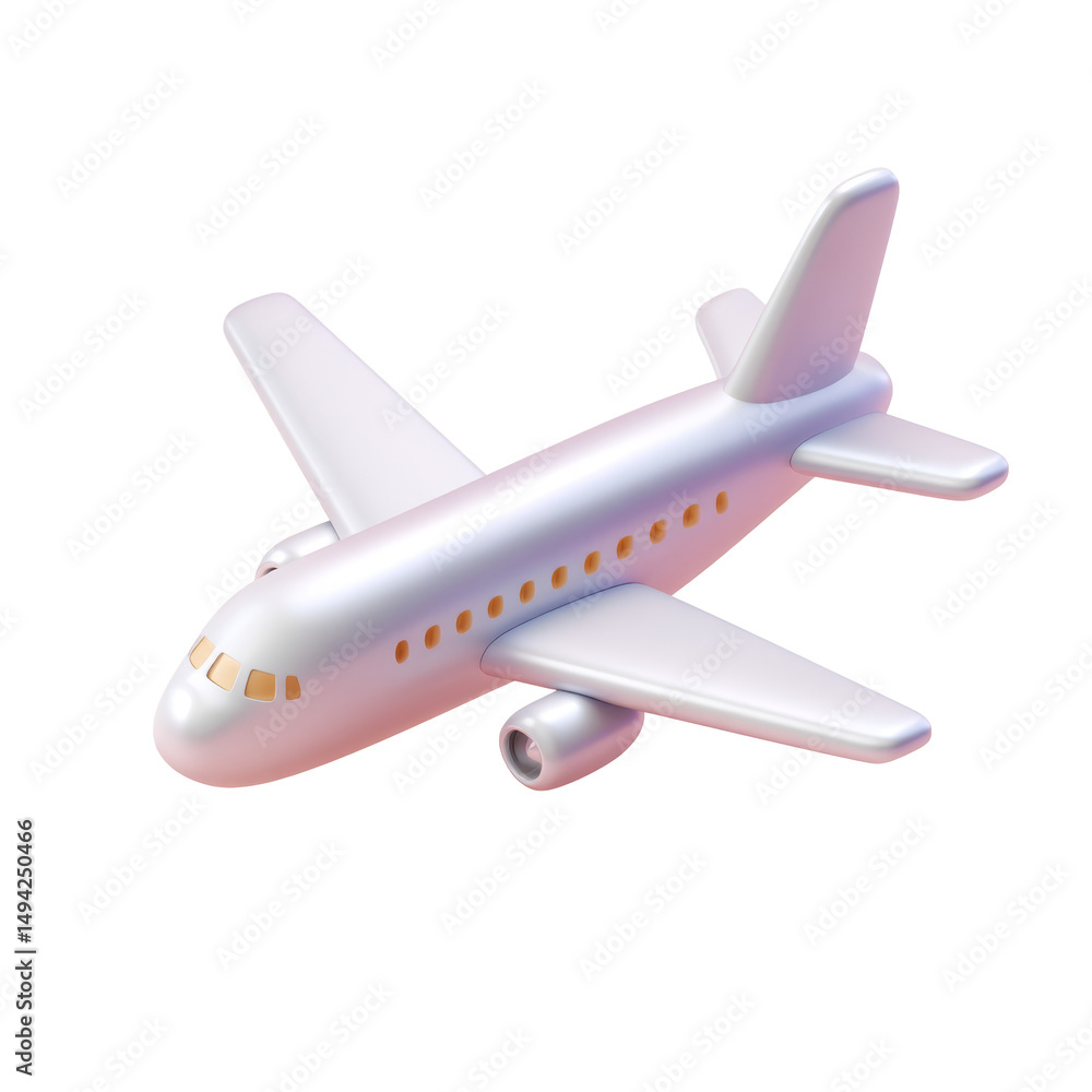 Fototapeta premium White Airplane with Windows on PNG Background for Travel and Tourism