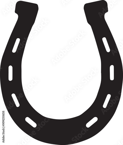 Simple Black Horseshoe Symbol for Design or Print