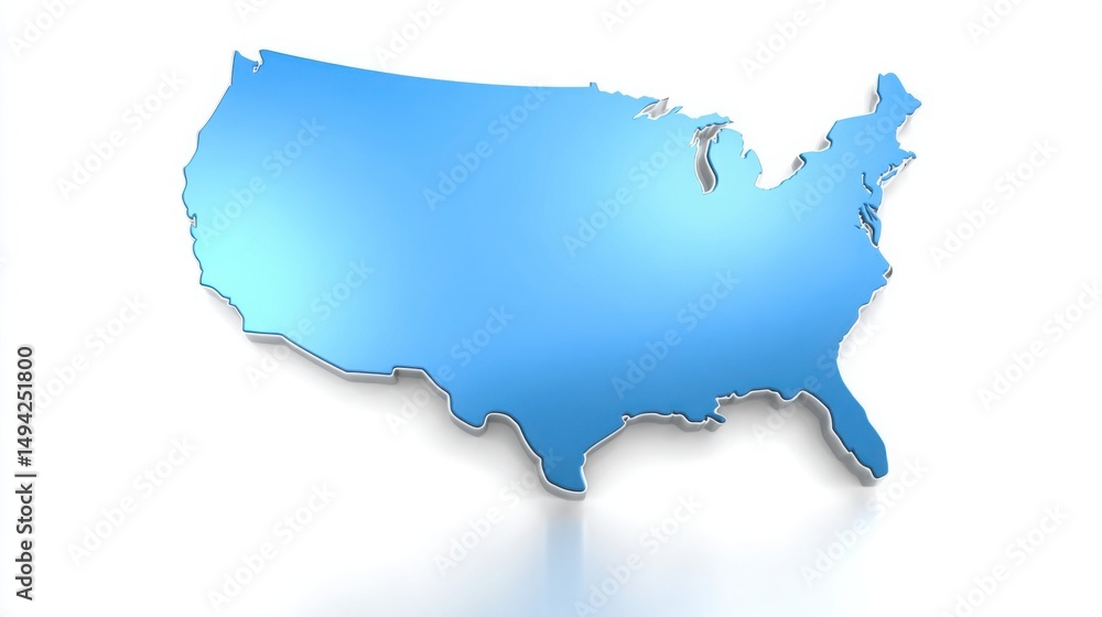 Fototapeta premium Detailed illustration of the united states map highlighting economic ethics and machine intelligence as a tool
