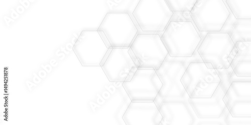  modern abstract background with overlapping white and gray hexagons,  3d effect pattern with shadow seamless . Use for book, poster, flyer, website vector illustration.