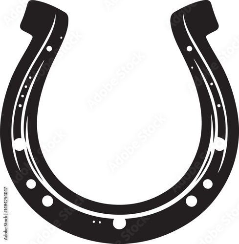 Black and white horseshoe good luck charm