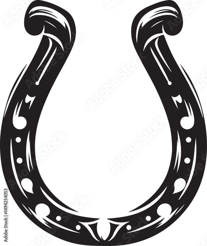 Black and white horseshoe good luck charm