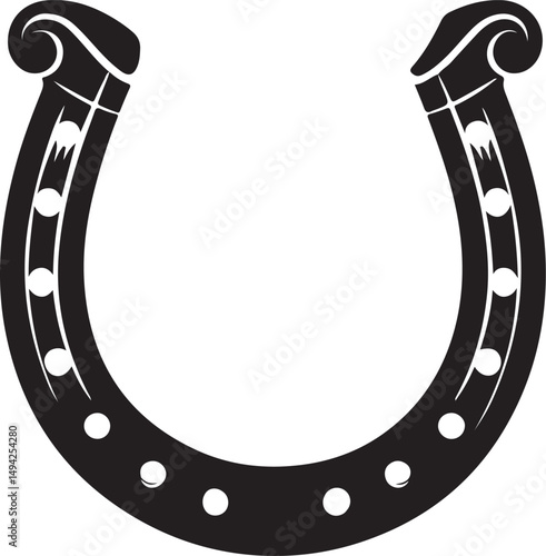 Black and white horseshoe good luck charm