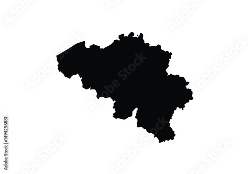 Belgium silhouette. This image shows the black silhouette of the Belgium map, highlighting its geographical shape and borders. Vector clipart illustration design.