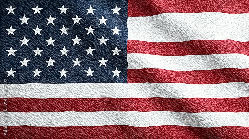 Naklejka premium Close-up view of a vibrant, waving american flag.