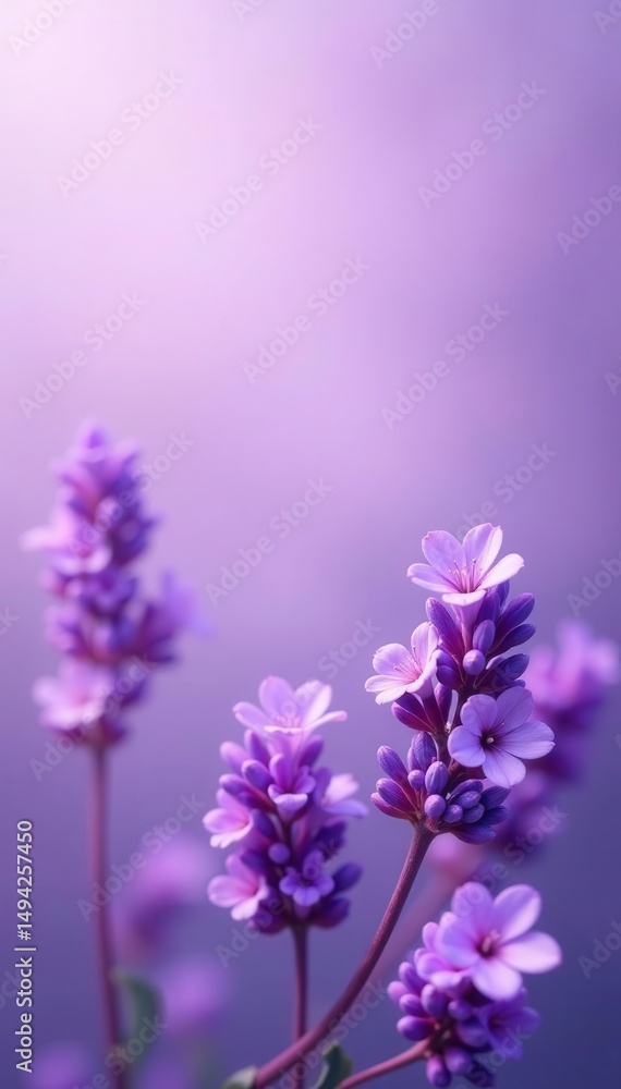 Obraz premium Pastel violet backdrop, abundant lavender blooms , peaceful, organic