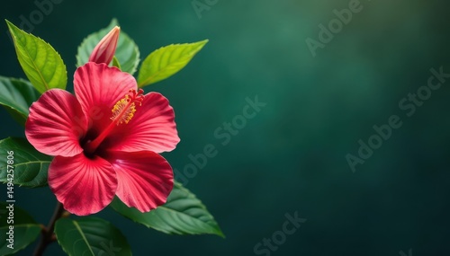 Wallpaper Mural Bold hibiscus blooms, vibrant tropical leaves, exotic style, illustration, fabric Torontodigital.ca