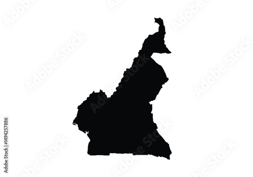 Cameroon silhouette. This image shows the black silhouette of Cameroon map, highlighting its geographical shape and borders. Vector clipart illustration design.