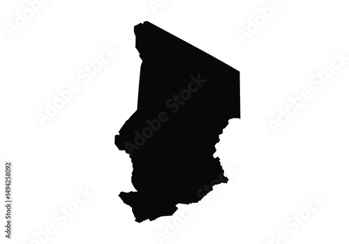 Chad silhouette. This image shows the black silhouette of Chad map, highlighting its geographical shape and borders. Vector clipart illustration design.