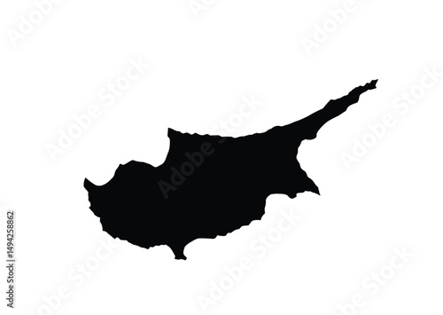 Cyprus silhouette. This image shows the black silhouette of Cyprus map, emphasizing its geographical shape and borders. Vector clipart illustration design.