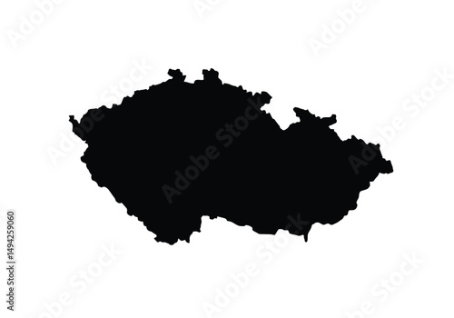 Czech Republic silhouette. This image shows the black silhouette of Czech Republic map, emphasizing its geographical shape and borders. Vector clipart illustration design.