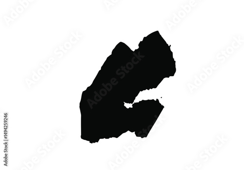 Djibouti silhouette. This image shows the black silhouette of Djibouti map, emphasizing its geographical shape and borders. Vector clipart illustration design.