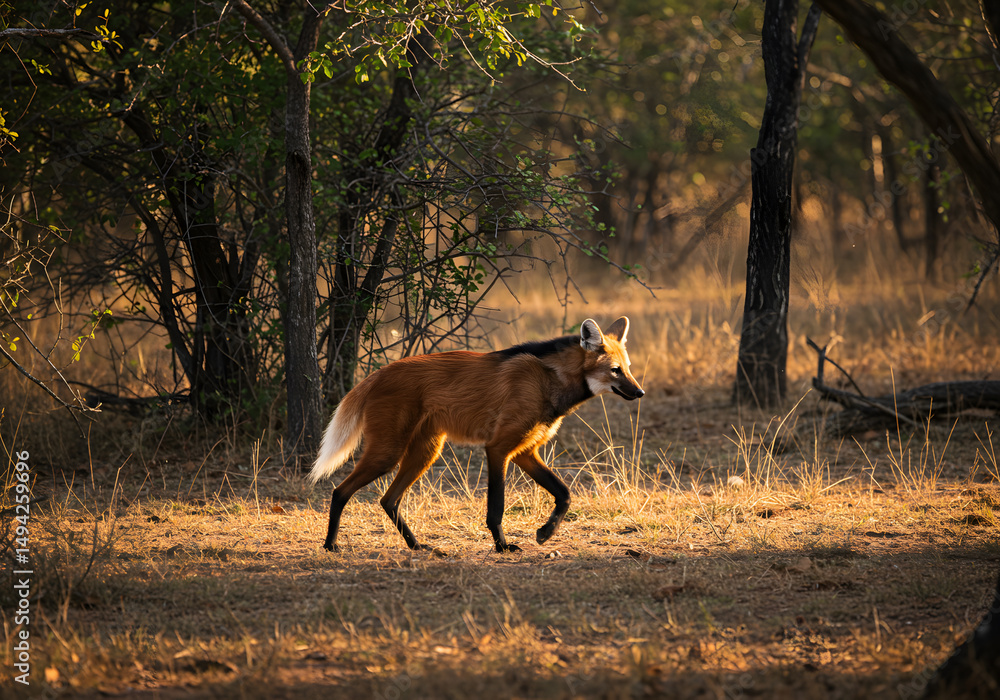 Wild dog in golden sunlight Wild dog in golden sunlight