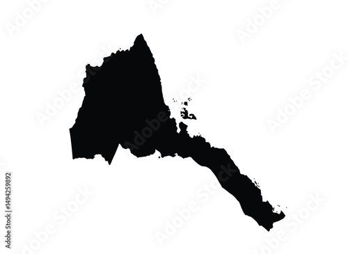 Eritrea silhouette. This image shows the black silhouette of Eritrea map, emphasizing its geographical shape and borders. Vector clipart illustration design.