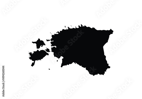 Estonia silhouette. This image shows the black silhouette of Estonia map, emphasizing its geographical shape and borders. Vector clipart illustration design.