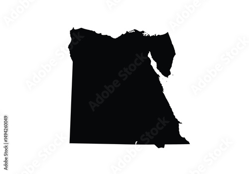 Egyptian Egypt silhouette. This image shows the black silhouette of Egypt map, emphasizing its geographical shape and borders. Vector clipart illustration design.