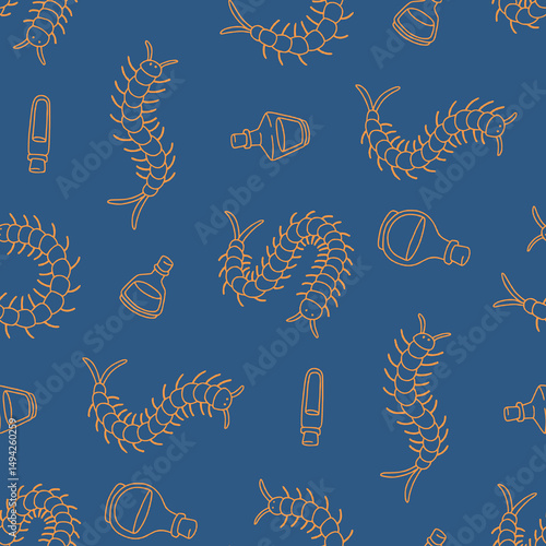 Outline Centipede Insect  Potion Pattern Vector Illustration Seamless for Background Wallpaper