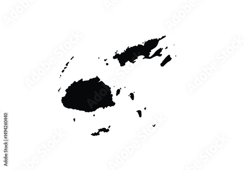 Fiji silhouette. This image shows the black silhouette of the Fiji map, emphasizing its geographical shape and borders. Vector clipart illustration design.