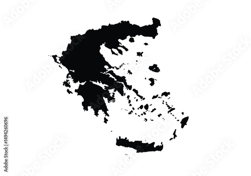 Greece silhouette. This image illustrates the black outline of the Greece map, with its country geographical shape and borders. Vector clipart illustration design.